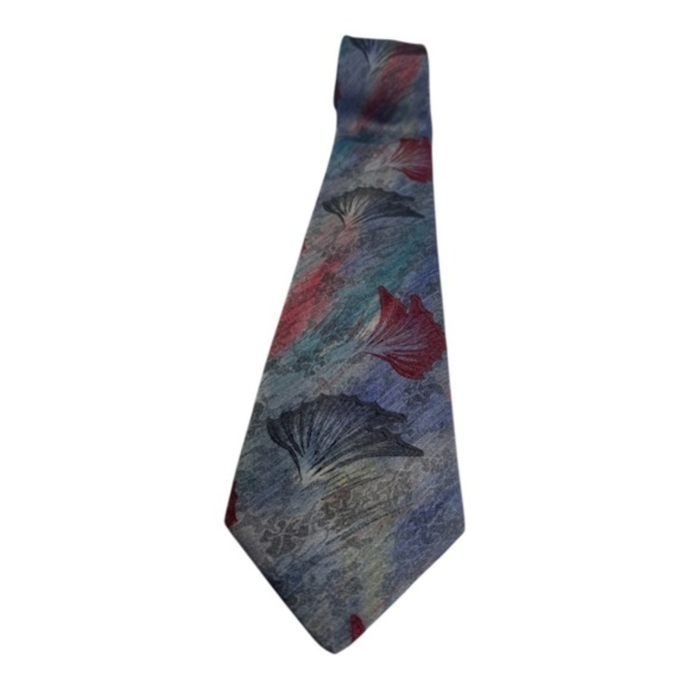 Oscar De La Renta Necktie Mens Abstract Blue Red Polyester Standard Width